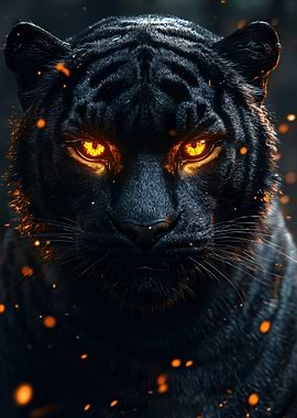 Black Tiger with Glowing Eyes