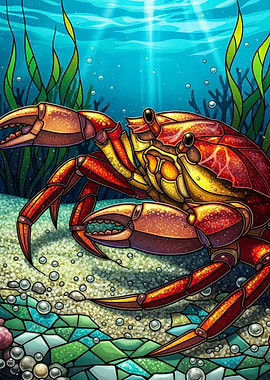 Crab underwater illustration