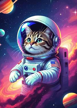 Astronaut Cat Space