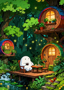 Soot Sprite Tea Party in Forest