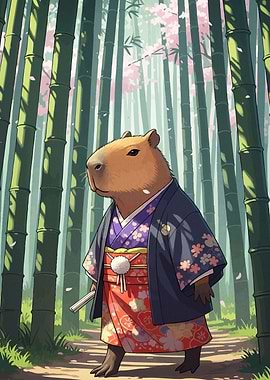 Capybara Kimono Bamboo Forest
