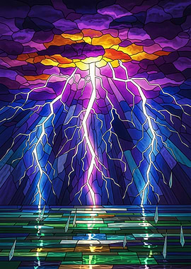 Stained Glass Lightning Storm