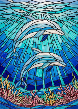 Dolphin Stained Glass Art