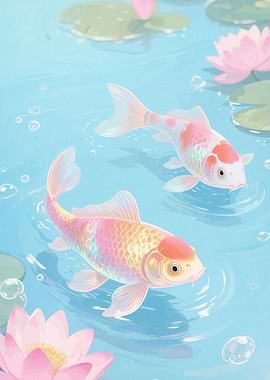 Koi Fish Water Lilies