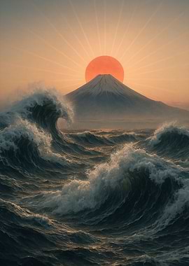 Mount Fuji Waves Sunrise