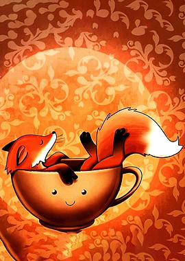 Fox in a Teacup Illustration
