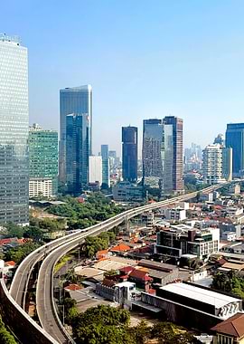 Jakarta cityscape with elevated roads