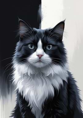 Black and White Cat Portrait