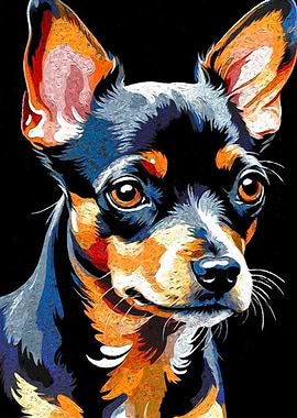 Colorful Miniature Pinscher Dog Portrait