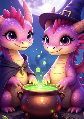 Dragon Witches Brewing Potion