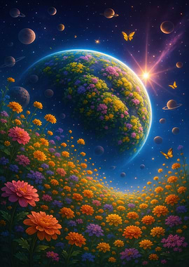 Floral Planet in Space