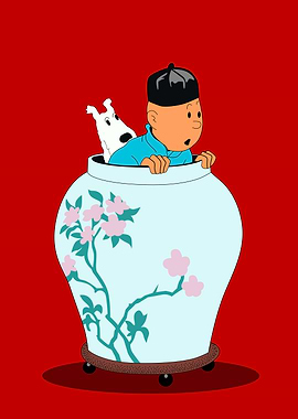 Tintin and Chang in a Vase