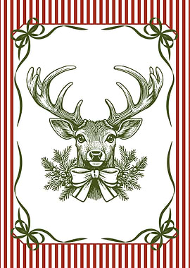Christmas Deer with Bow and Frame