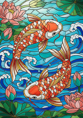 Koi Fish Stained Glass