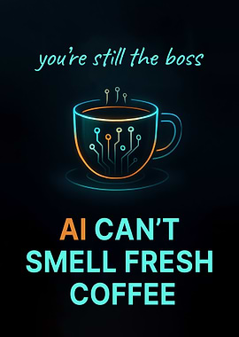Anti AI Funny Tech Quote Coffee Poster