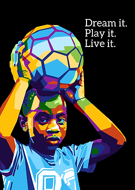 Boy with Soccer Ball Pop Art