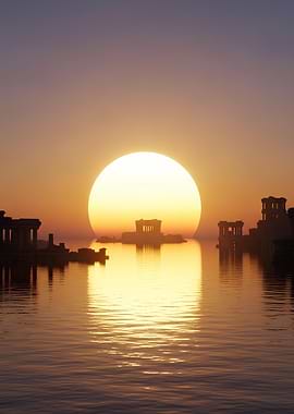 Ancient Ruins at Sunset