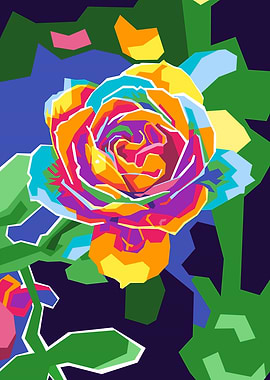 Colorful Rose Pop Art