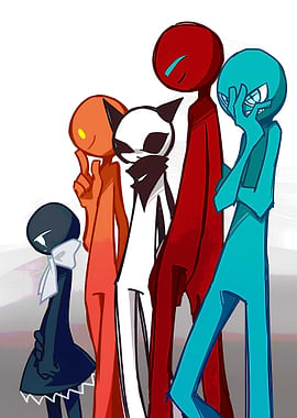 Colorful Stick Figure Group Illustration