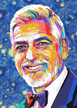 George Clooney Starry Night Portrait