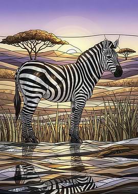Zebra in African Landscape Art