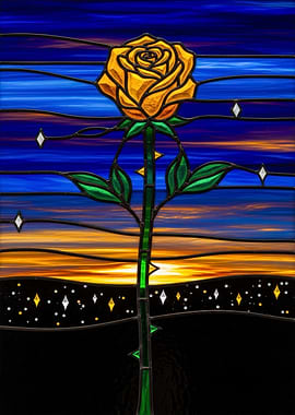Yellow Rose Stained Glass