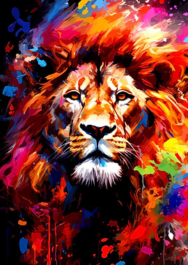 Colorful Lion Portrait