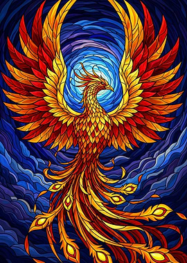 Stained Glass Phoenix Rising