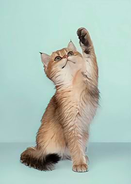 Golden Cat Reaching Upward