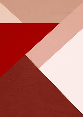 Geometric Abstract Art in Red and Beige