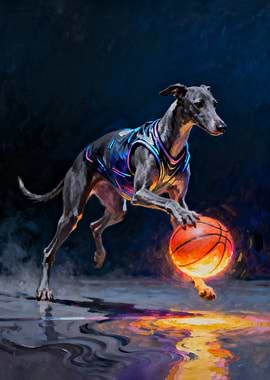 Greyhound Basketball Player Digital Art