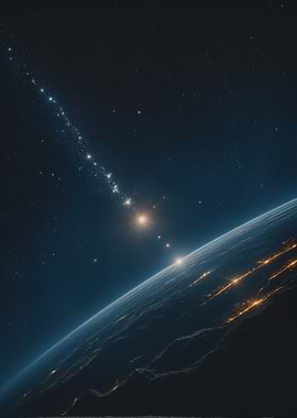 Earth from Space with Star Trail