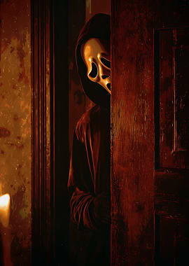 Ghostface Peeking Behind Door
