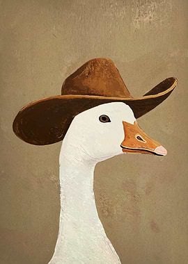 Goose with Cowboy Hat Portrait