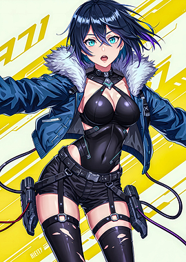 Anime Girl in Cyberpunk Outfit