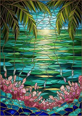 Tropical Seascape Stained Glass