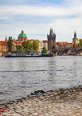 Prague cityscape with Charles Bridge
