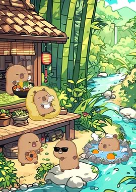 Capybara Relaxation Nature