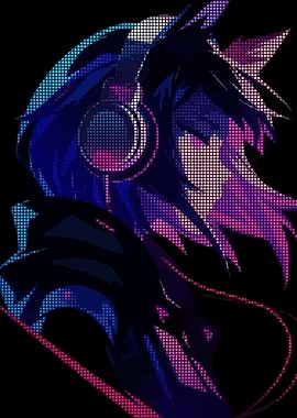 Anime Boy with Headphones Pixel Art