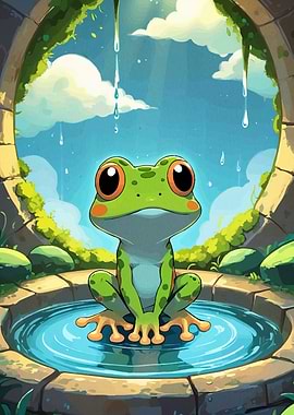 Cute Frog Stone Fountain