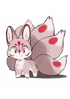 Cute Nine-Tailed Fox Illustration
