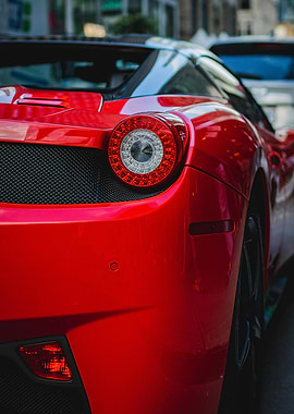 Red Sports Car Rear View Detail