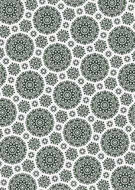Lush Green Mandala and White Pattern