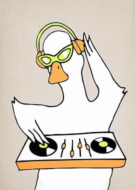 Duck DJ with Turntable