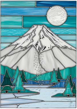 Mountain Landscape Stained Glass