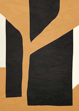 Abstract Geometric Art in Black and Beige