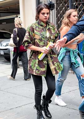 Selena Gomez in Camouflage Jacket