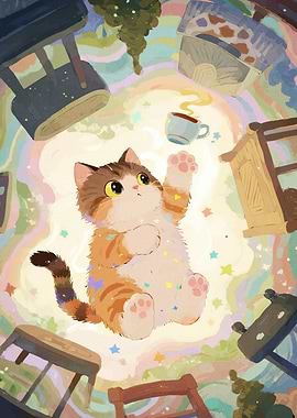 Whimsical Cat Coffee Cup