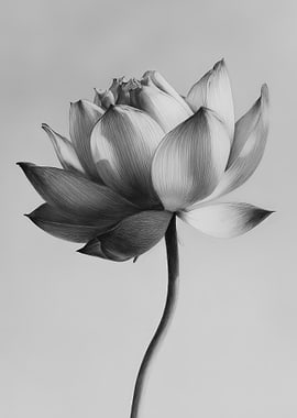 Monochrome Lotus Flower