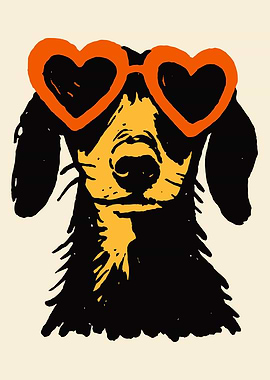 Dachshund with Heart Sunglasses